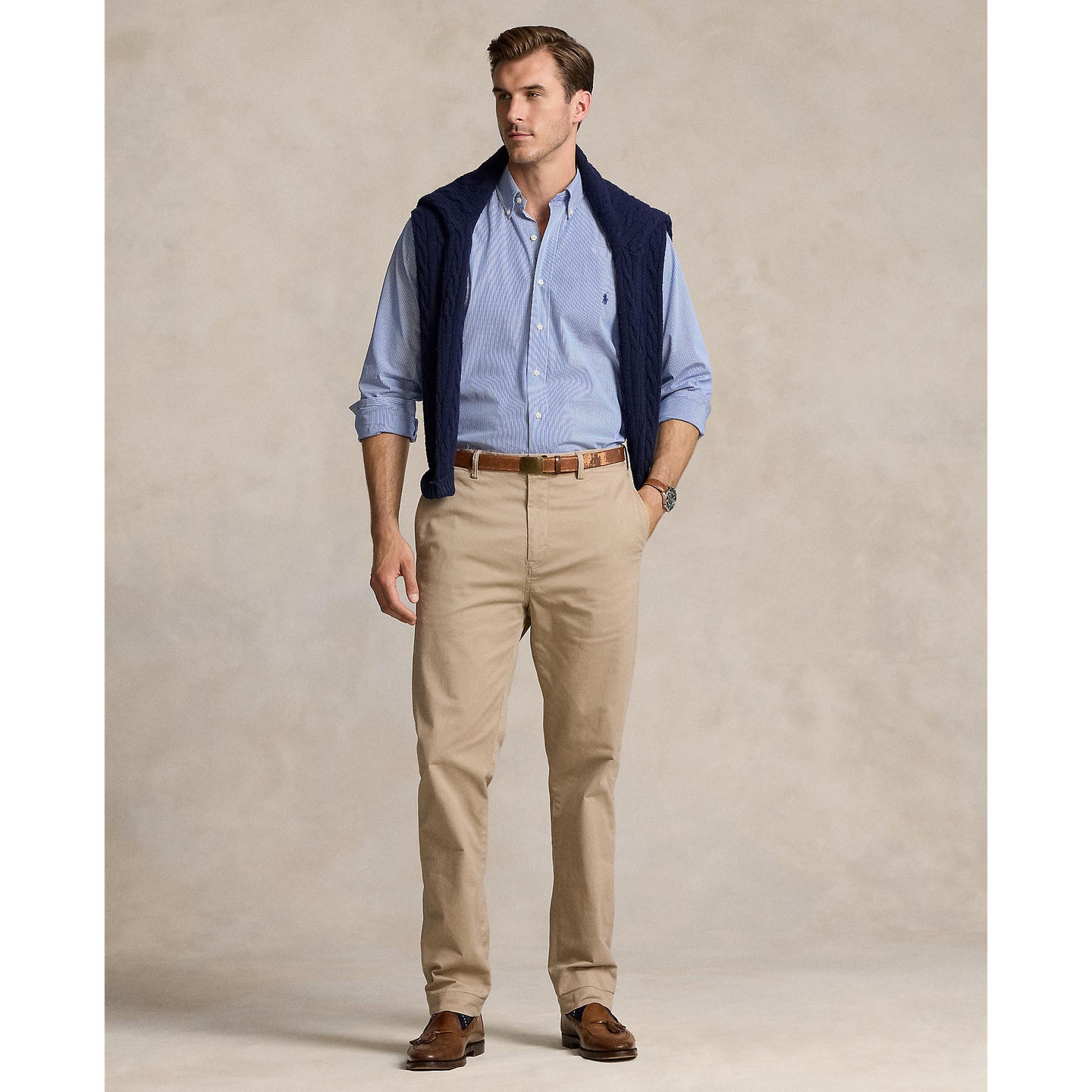 Polo Ralph Lauren - Poplin Stretch Shirt - Stripe - Big & Tall Sizes - Blue & White