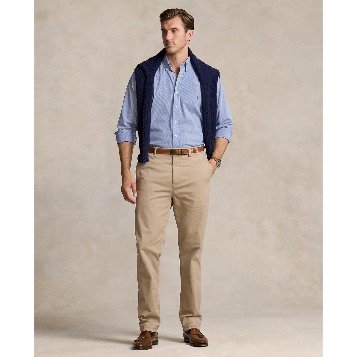 Polo Ralph Lauren - Poplin Stretch Shirt - Stripe - Big & Tall Sizes - Blue & White