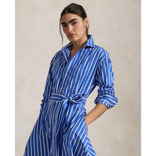 Polo Ralph Lauren - Belted Cotton Shirt Dress - Wide Stripe - Blue & White