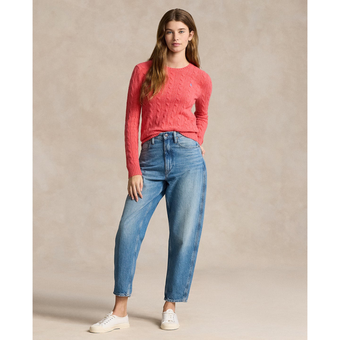 Polo Ralph Lauren - Julianna Cable Knit Crewneck Cashmere/Wool Sweater - Rosette Heather