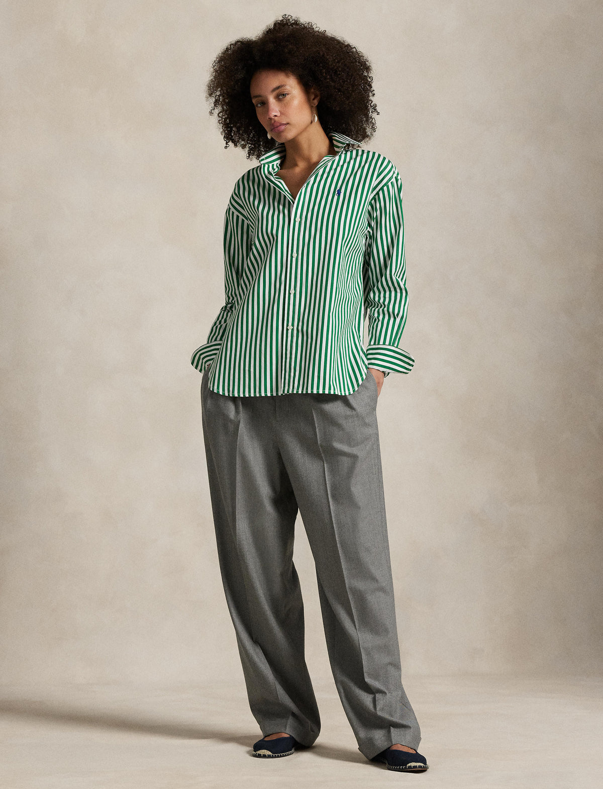 Polo Ralph Lauren - Relaxed Fit Cotton Shirt - Stripe - Green & White