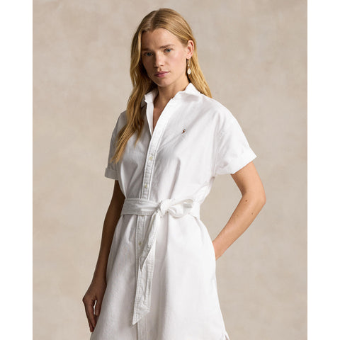 Polo Ralph Lauren - Belted Short-Sleeved Oxford Shirt Dress - White