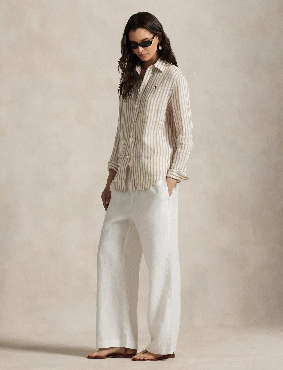 Polo Ralph Lauren - Classic Linen Shirt - Striped - Tan & White
