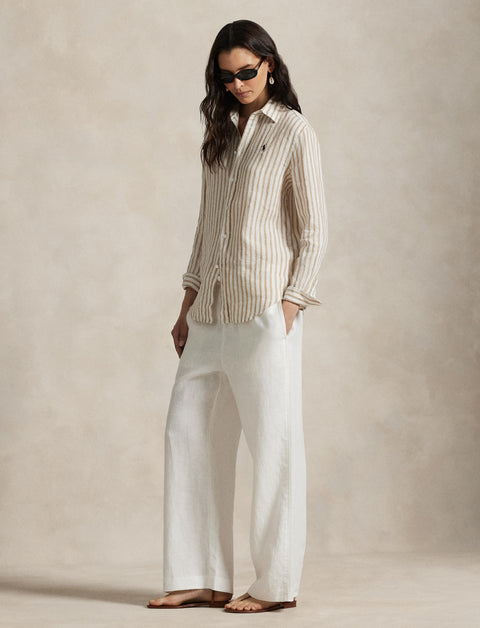 Polo Ralph Lauren - Classic Linen Shirt - Striped - Tan & White