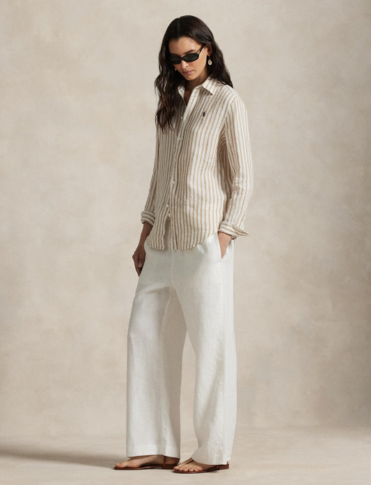 Polo Ralph Lauren - Classic Linen Shirt - Striped - Tan & White