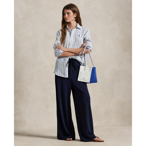 Polo Ralph Lauren - Classic Fit Linen Shirt - Stripe - White & Pond Blue
