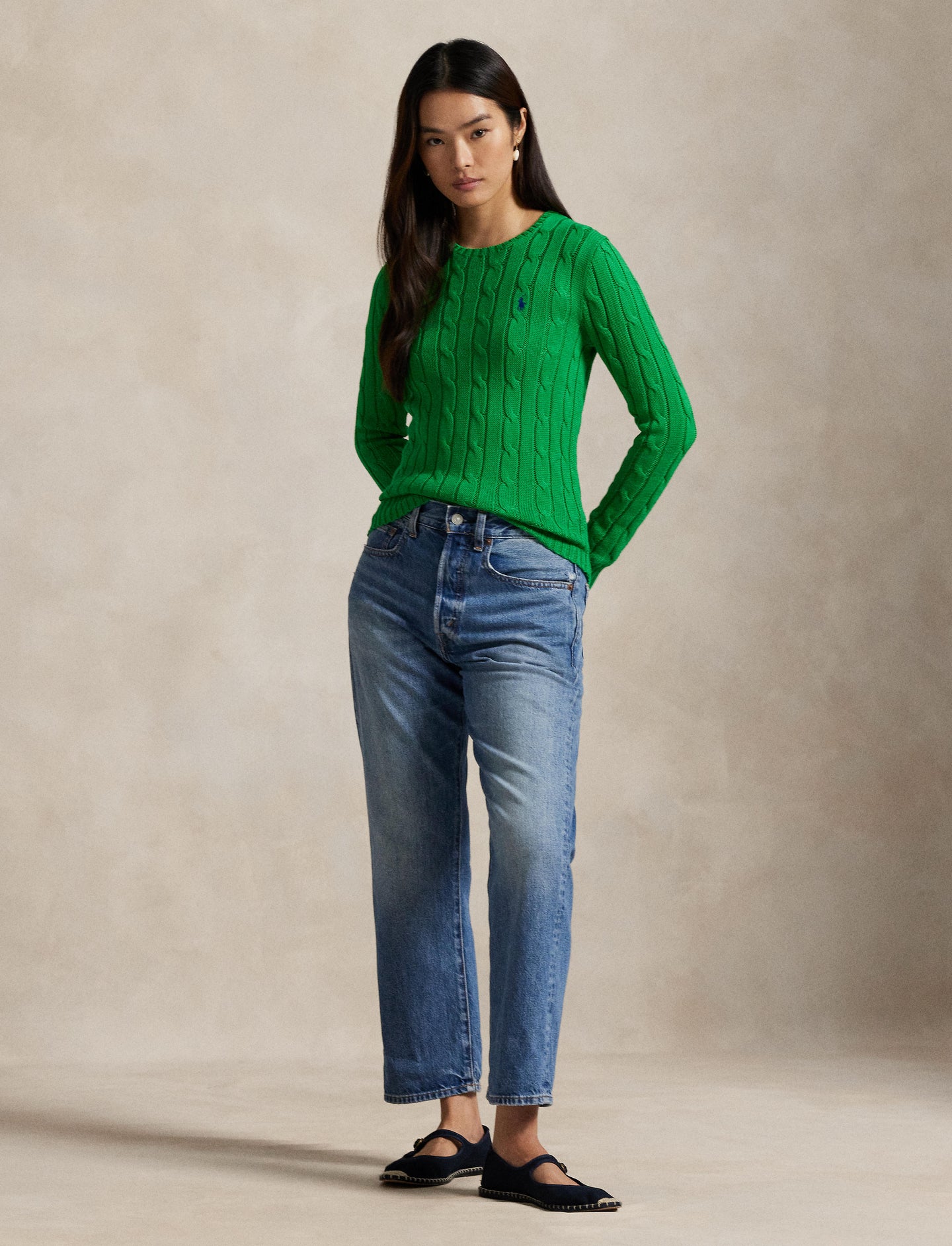 Polo Ralph Lauren - Julianna Cable-Knit Cotton Crewneck Sweater - Preppy Green