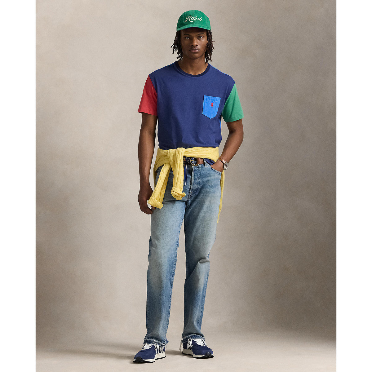 Polo Ralph Lauren - Classic Fit Colour Block Jersey T-Shirt - Light Navy Multi