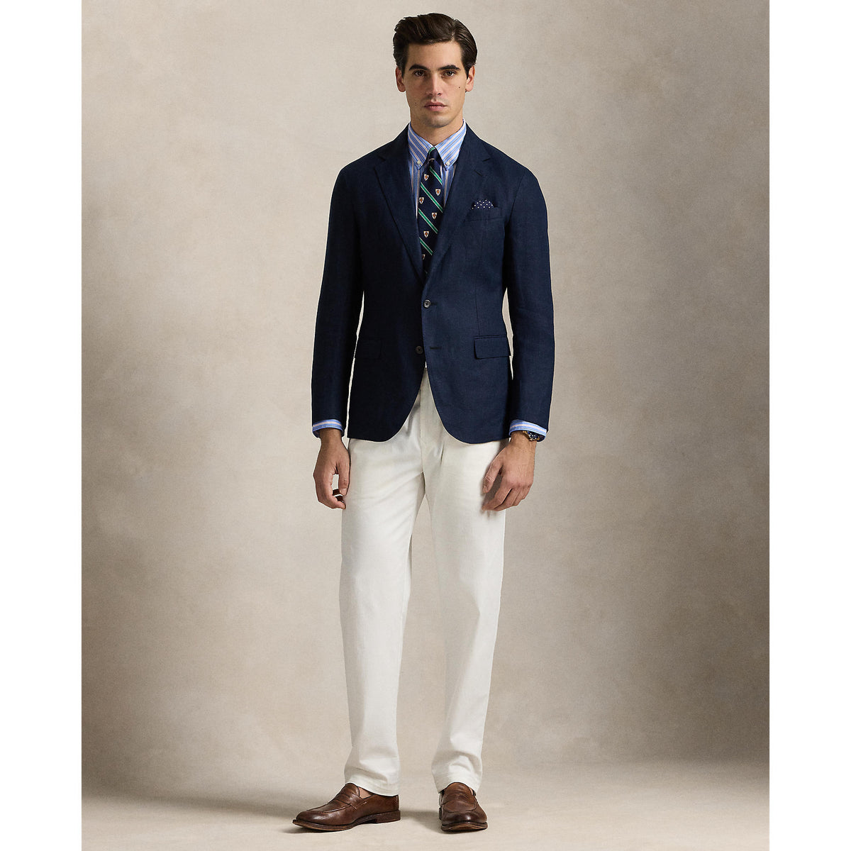 Polo Ralph Lauren - Stretch Poplin Business Shirt - Stripe - Blue, Pink Multi
