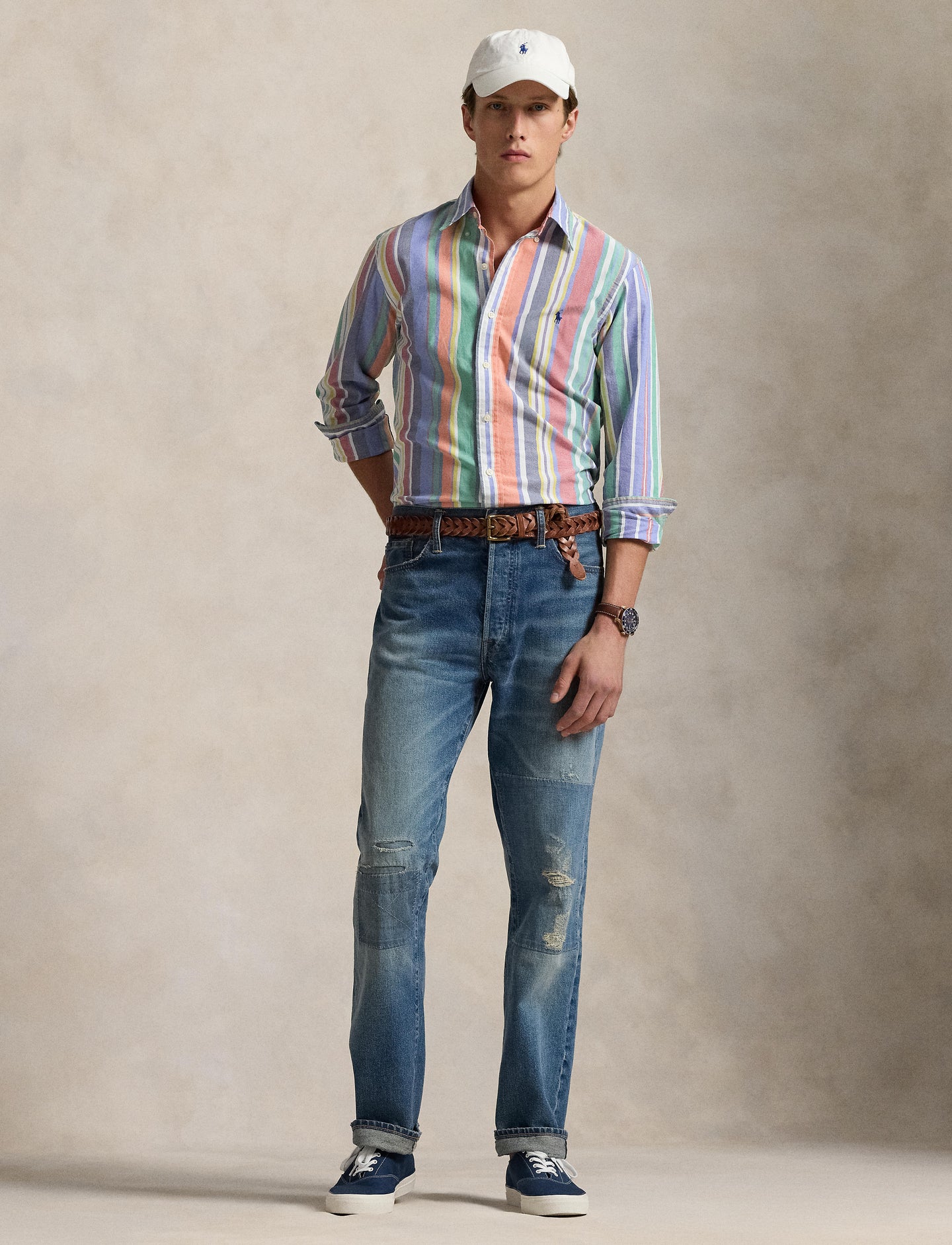 Polo Ralph Lauren - Oxford Shirt - Stripe - Navy, Red, Multi
