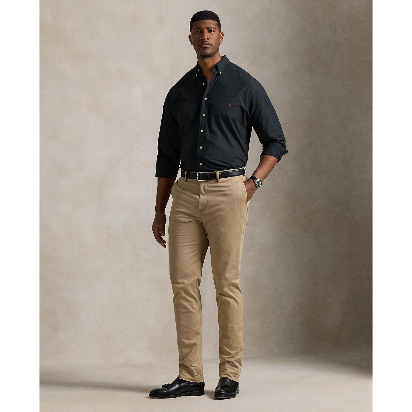 Polo Ralph Lauren - Poplin Stretch Shirt - Big & Tall Sizes - Black