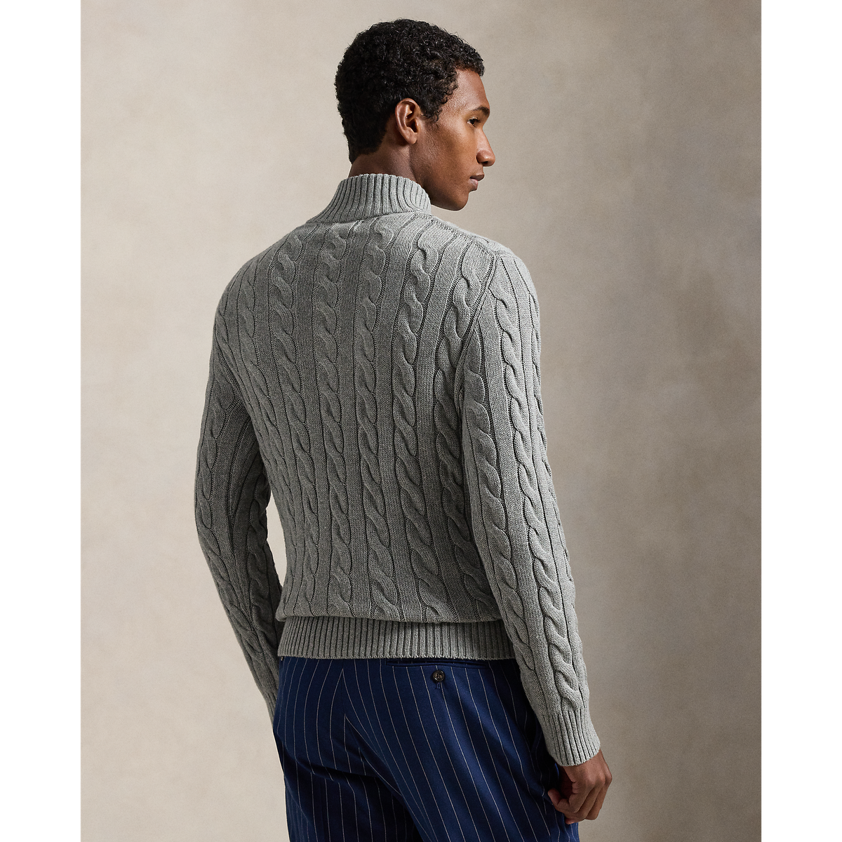 Polo Ralph Lauren - Cable Knit Quarter Zip Sweater - Fawn Grey Heather
