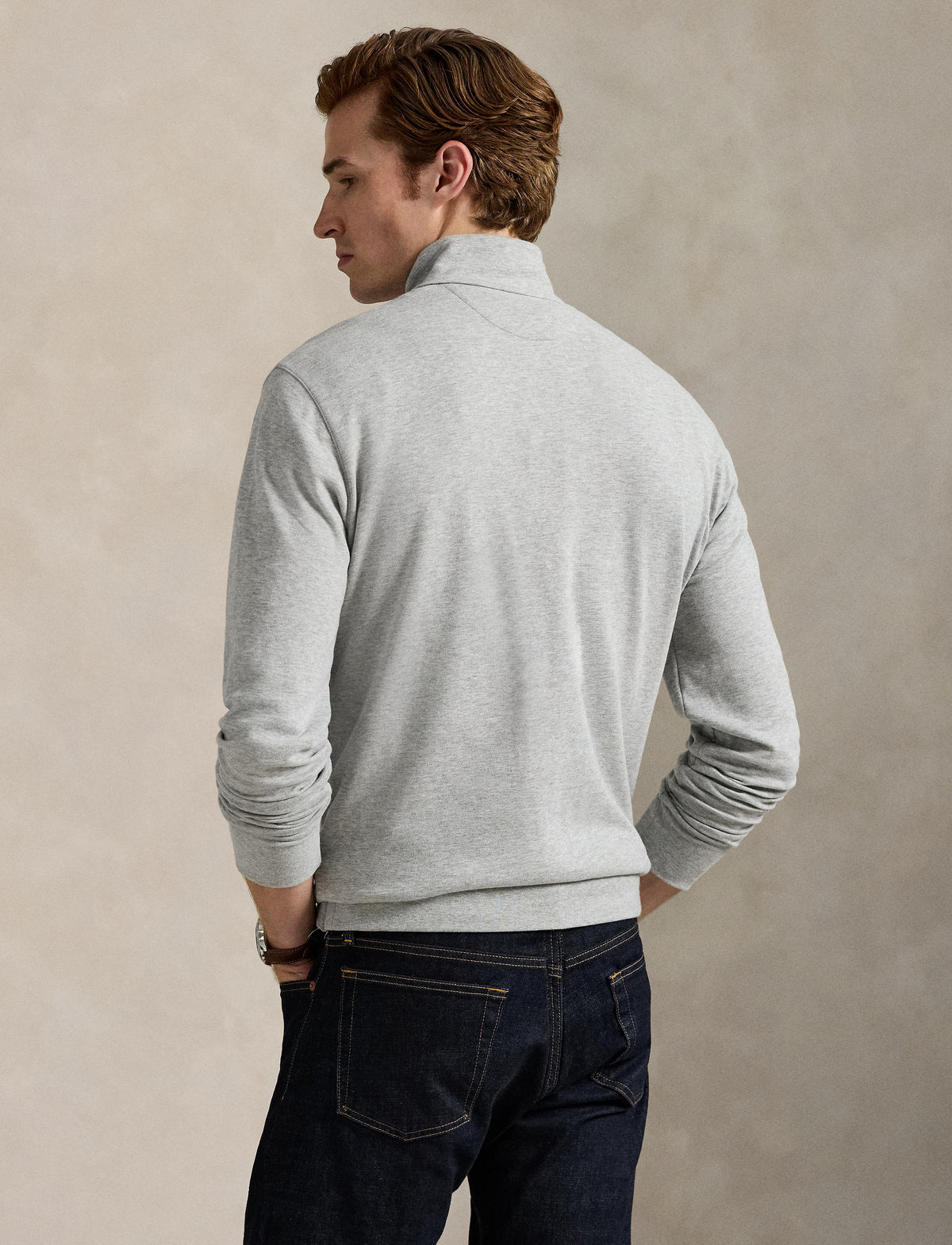 Polo Ralph Lauren - Luxury Jersey Quarter Zip Sweatshirt - Andover Heather