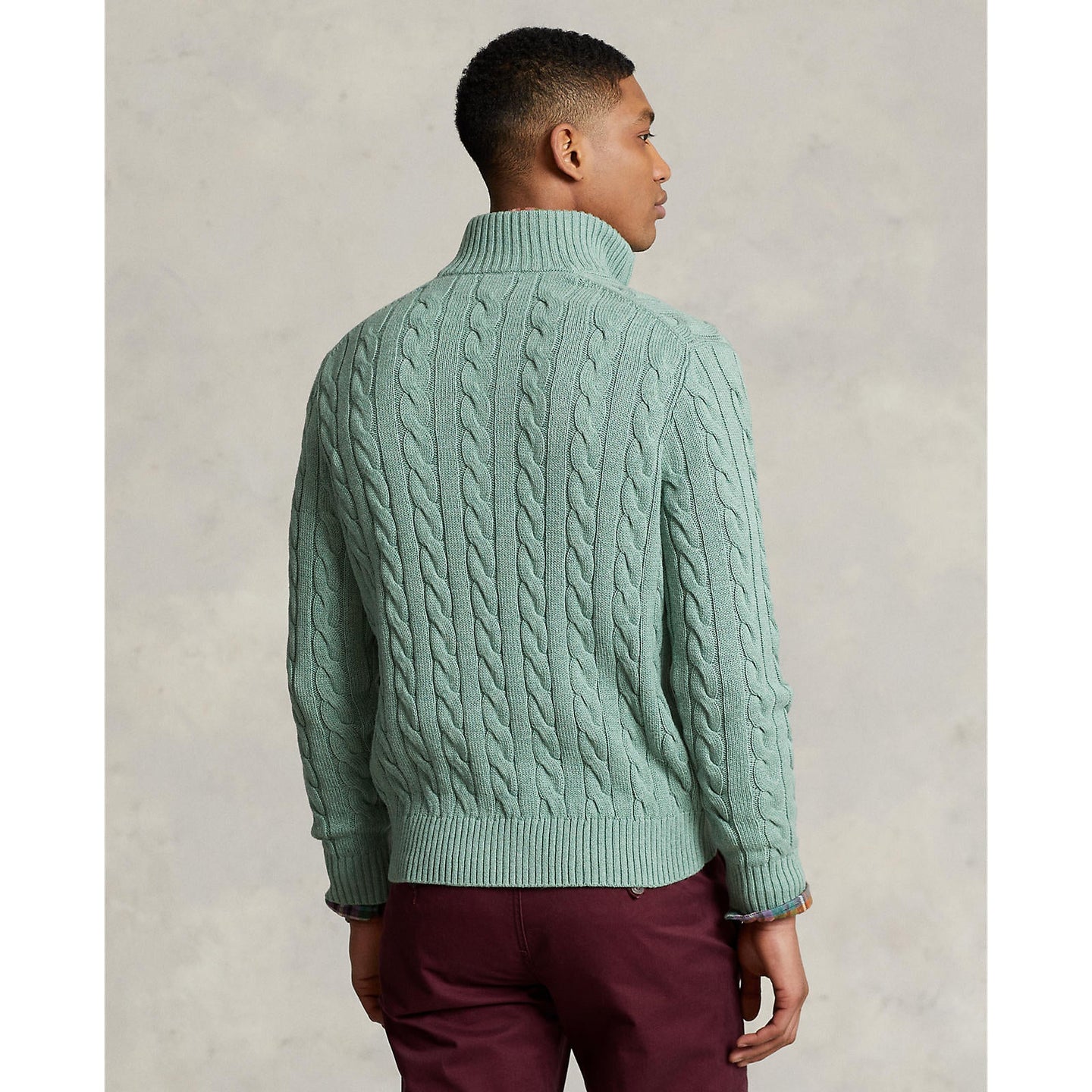 Polo Ralph Lauren - Cable Knit Quarter Zip Cotton Sweater - Seafoam