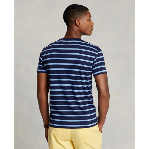 Custom Fit Jersey Crewneck T-Shirt - Stripe - Navy/Royal Heather