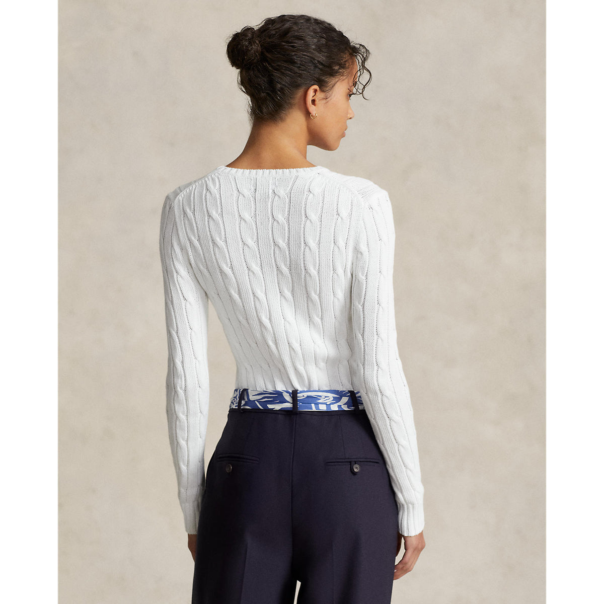 Polo Ralph Lauren Cable-Knit Cotton Crewneck Sweater White