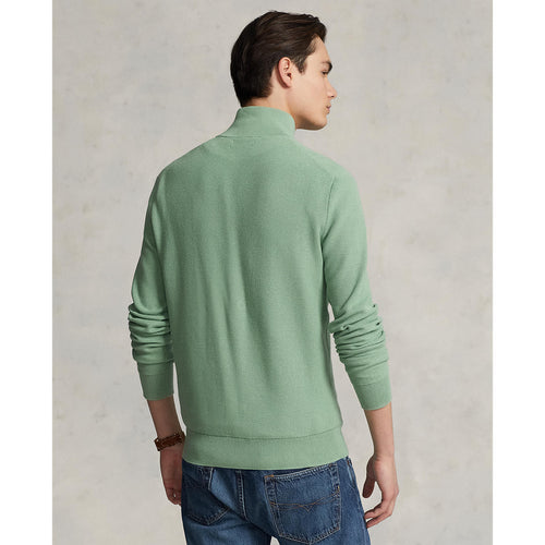 Polo Ralph Lauren Mesh-Knit Cotton Quarter-Zip Sweater - Pistachio