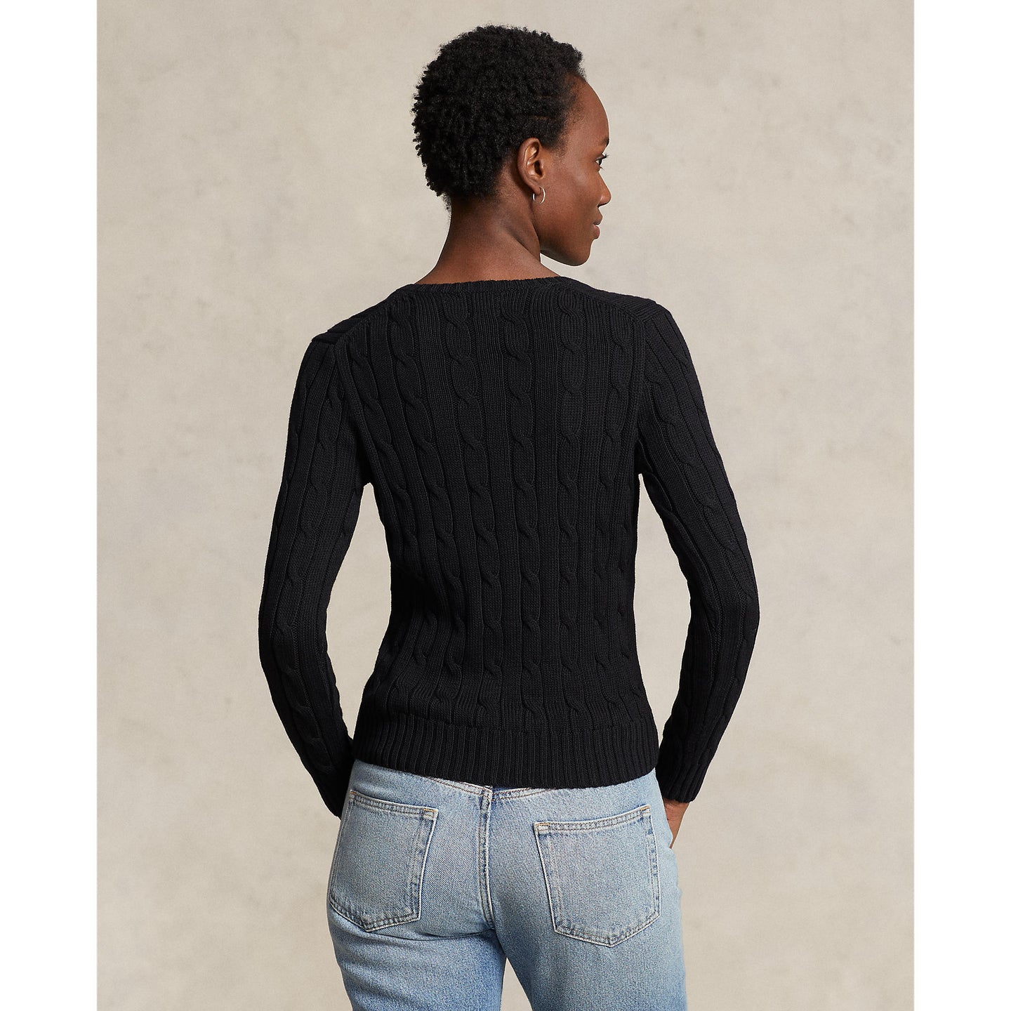 Polo Ralph Lauren - Cable-Knit Cotton V Neck Jumper - Black