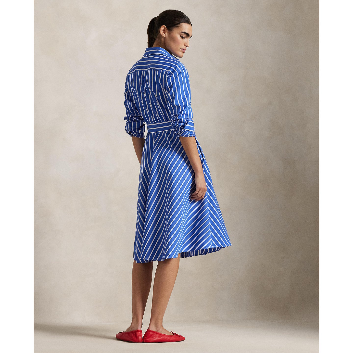Polo Ralph Lauren - Belted Cotton Shirt Dress - Wide Stripe - Blue & White