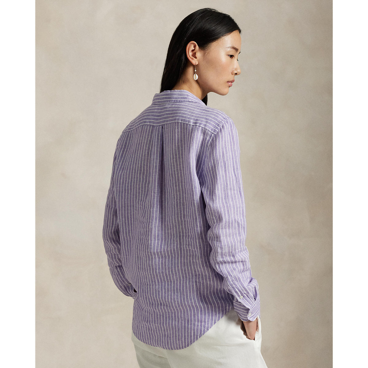 Polo Ralph Lauren - Classic Fit Linen Shirt - Stripe - Purple & White