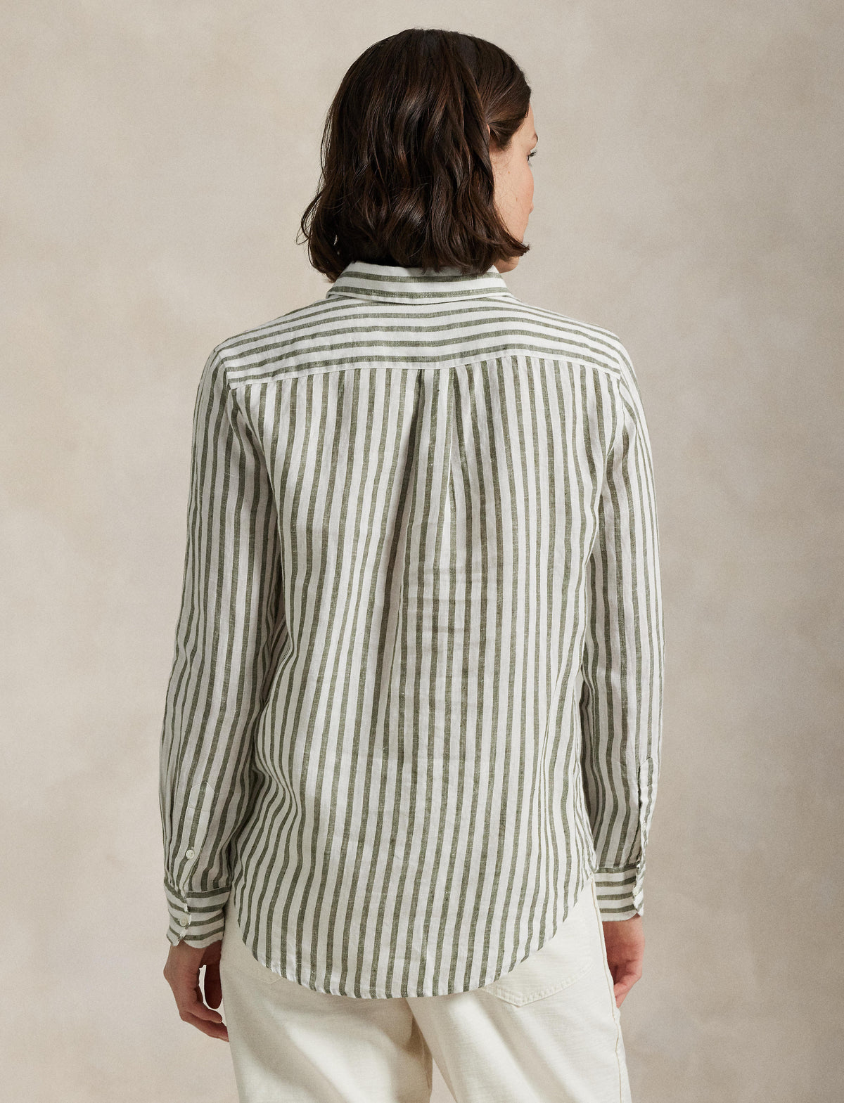 Polo Ralph Lauren - Classic Fit Linen Shirt - Stripe - Dark Sage & White