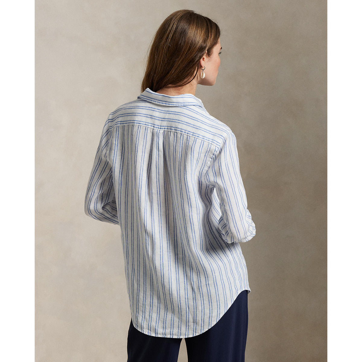Polo Ralph Lauren - Classic Fit Linen Shirt - Stripe - White & Pond Blue