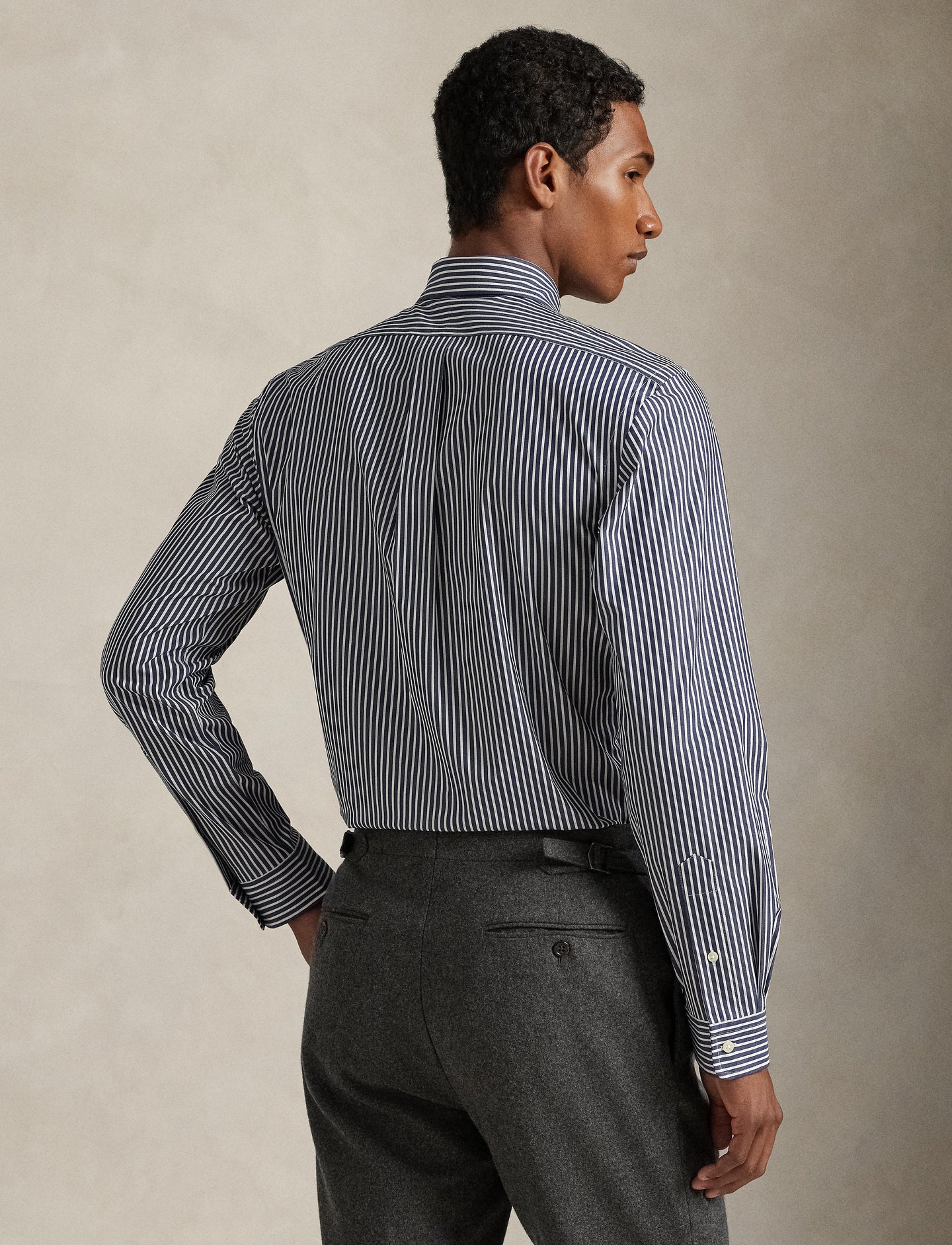 Polo Ralph Lauren - Custom Fit Stretch Poplin Shirt - Stripe - Navy & White