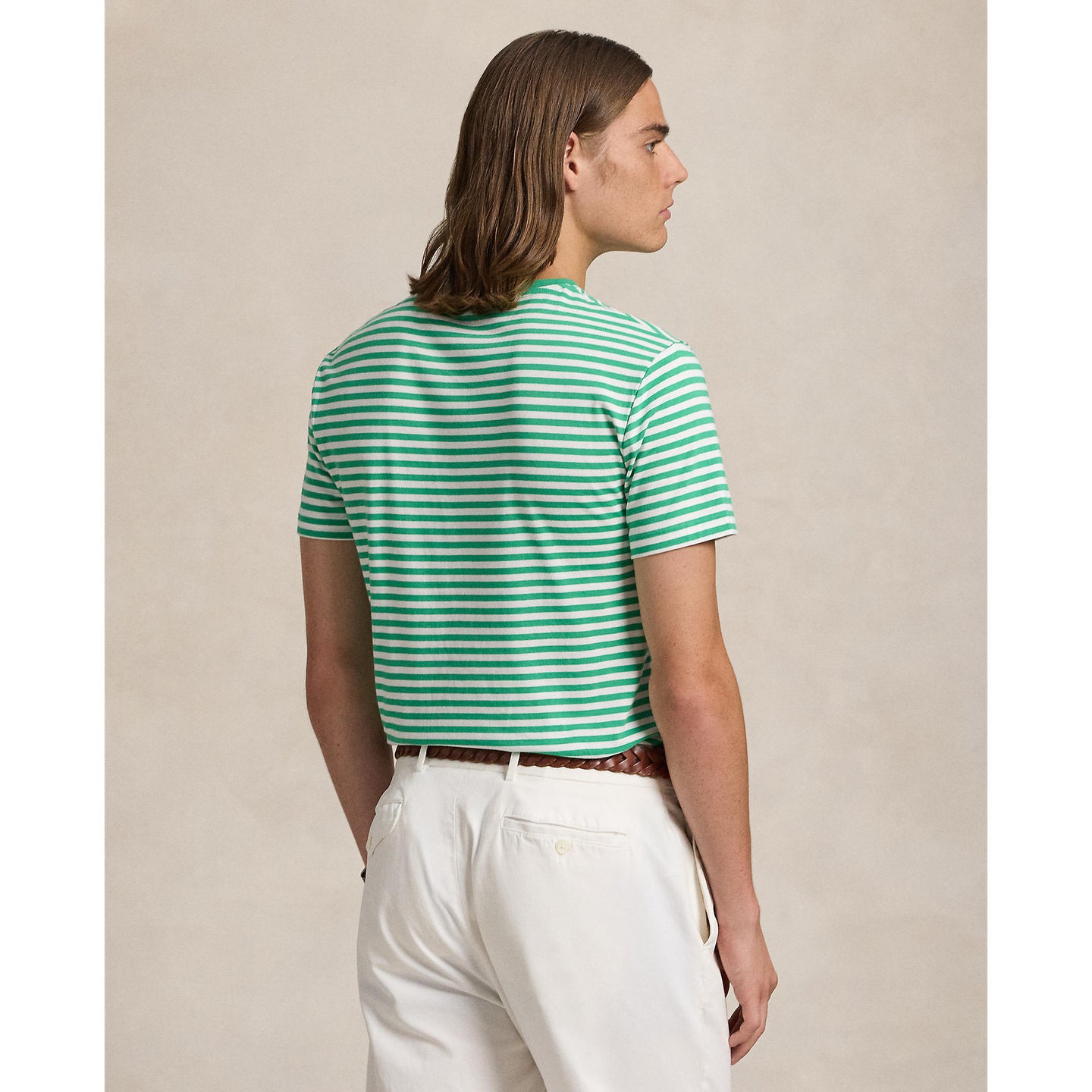 Polo Ralph Lauren - Custom Fit Jersey Crewneck T-Shirt - Stripe - Emerald & White
