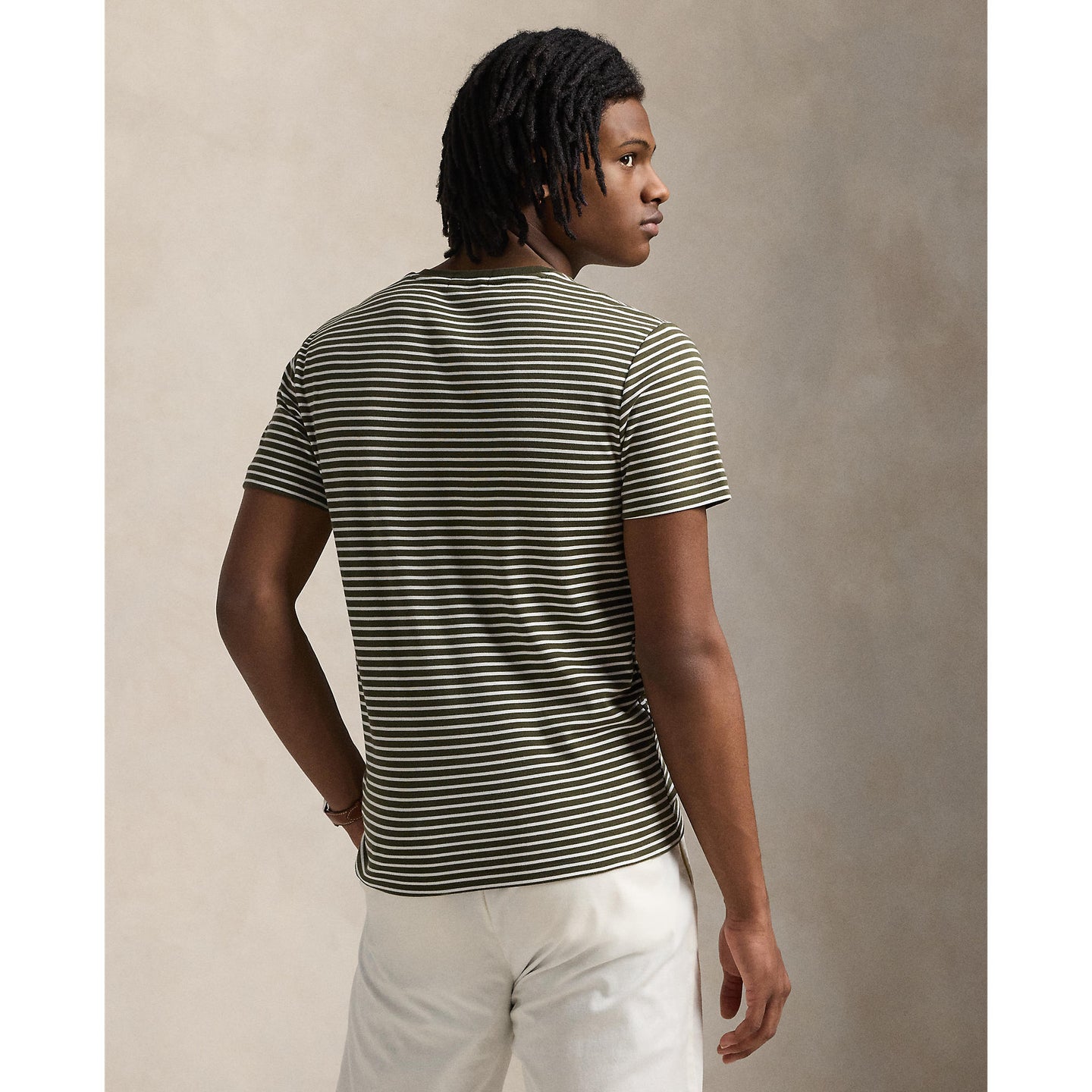 Polo Ralph Lauren - Custom Slim Striped  Soft Cotton T-Shirt - Armadillo white