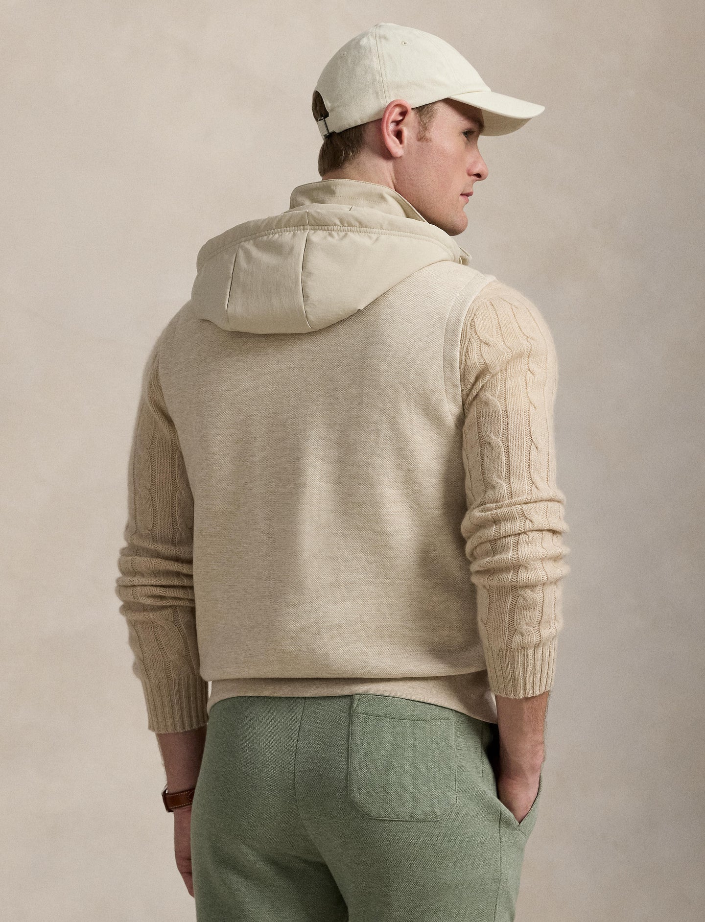 Polo Ralph Lauren - Quilted Front Hybrid Full-Zip Vest - Dune Tan