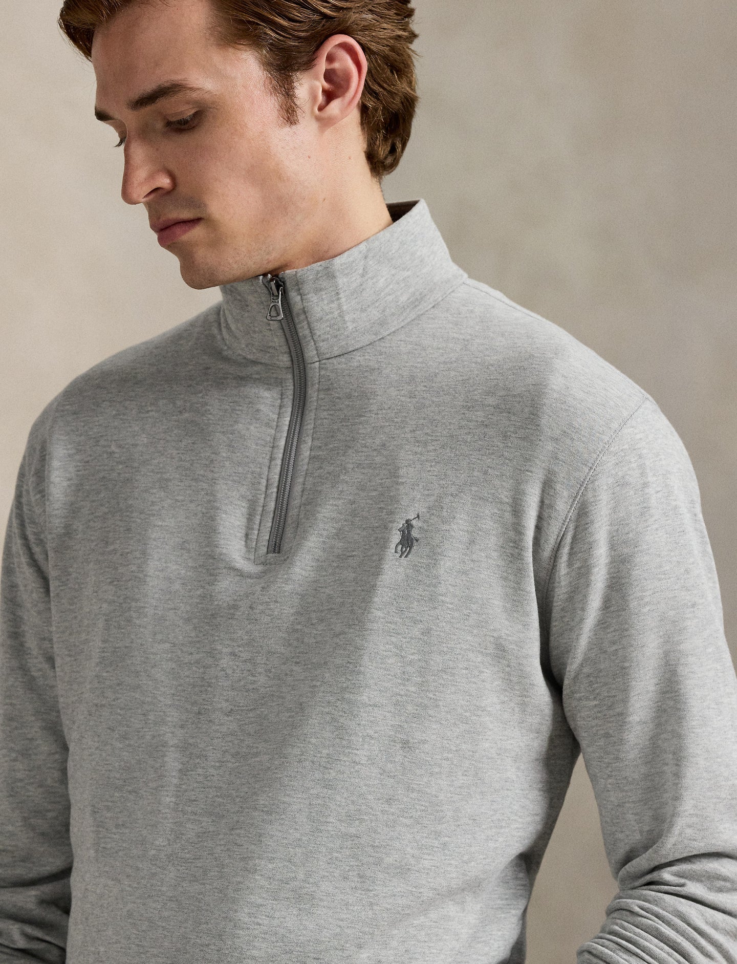 Polo Ralph Lauren - Luxury Jersey Quarter Zip Sweatshirt - Andover Heather