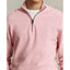 Mesh Knit Cotton Quarter Zip Pullover - Pink Heather