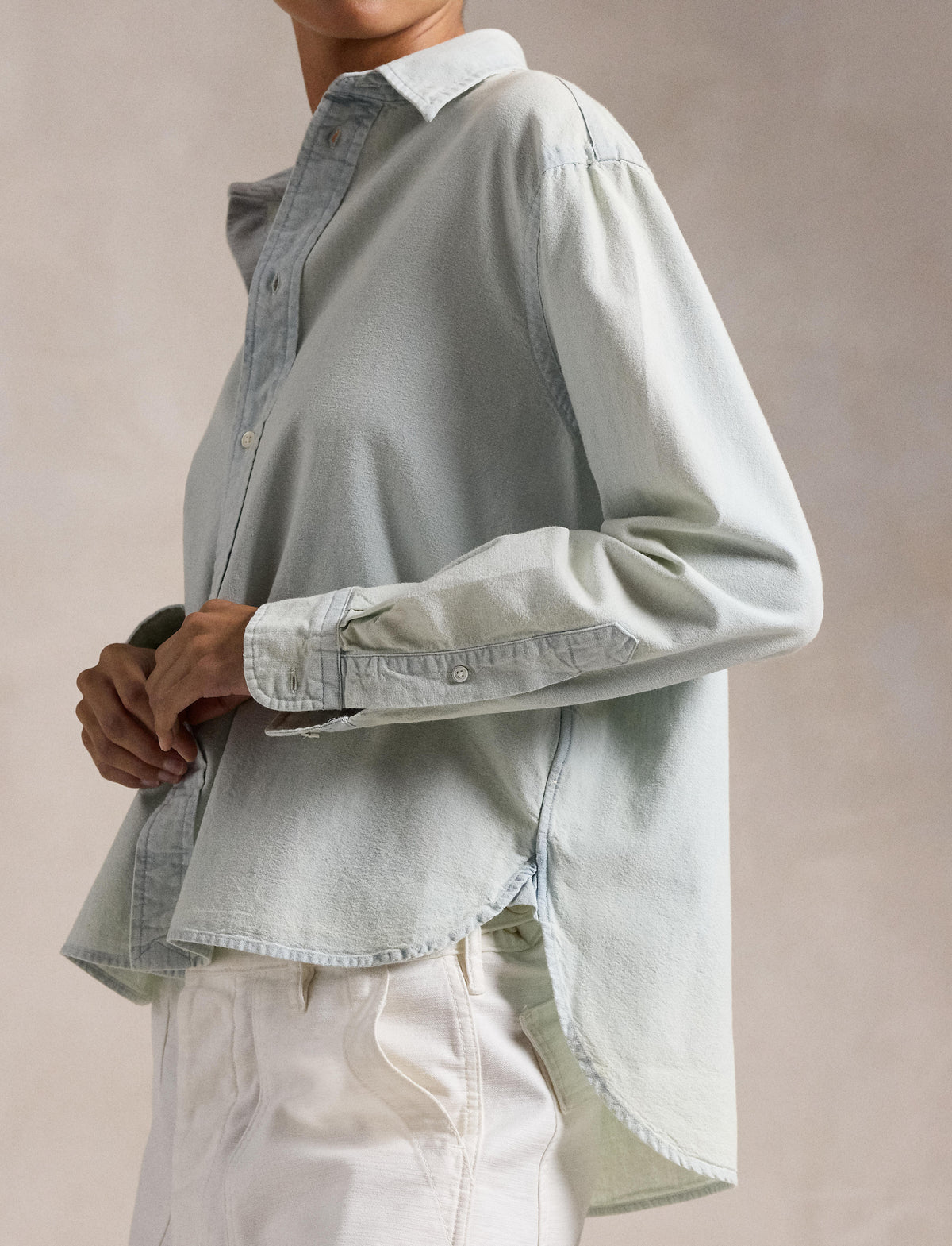 Polo Ralph Lauren - Wide Cropped Chambray Shirt - Chambray