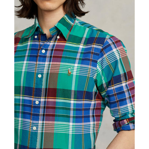 Red and green plaid polo shirt Clearance