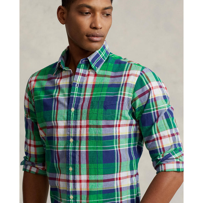 Polo-Ralph-Lauren-Custom-Fit-Madras-Shirt-Green/Navy Multi