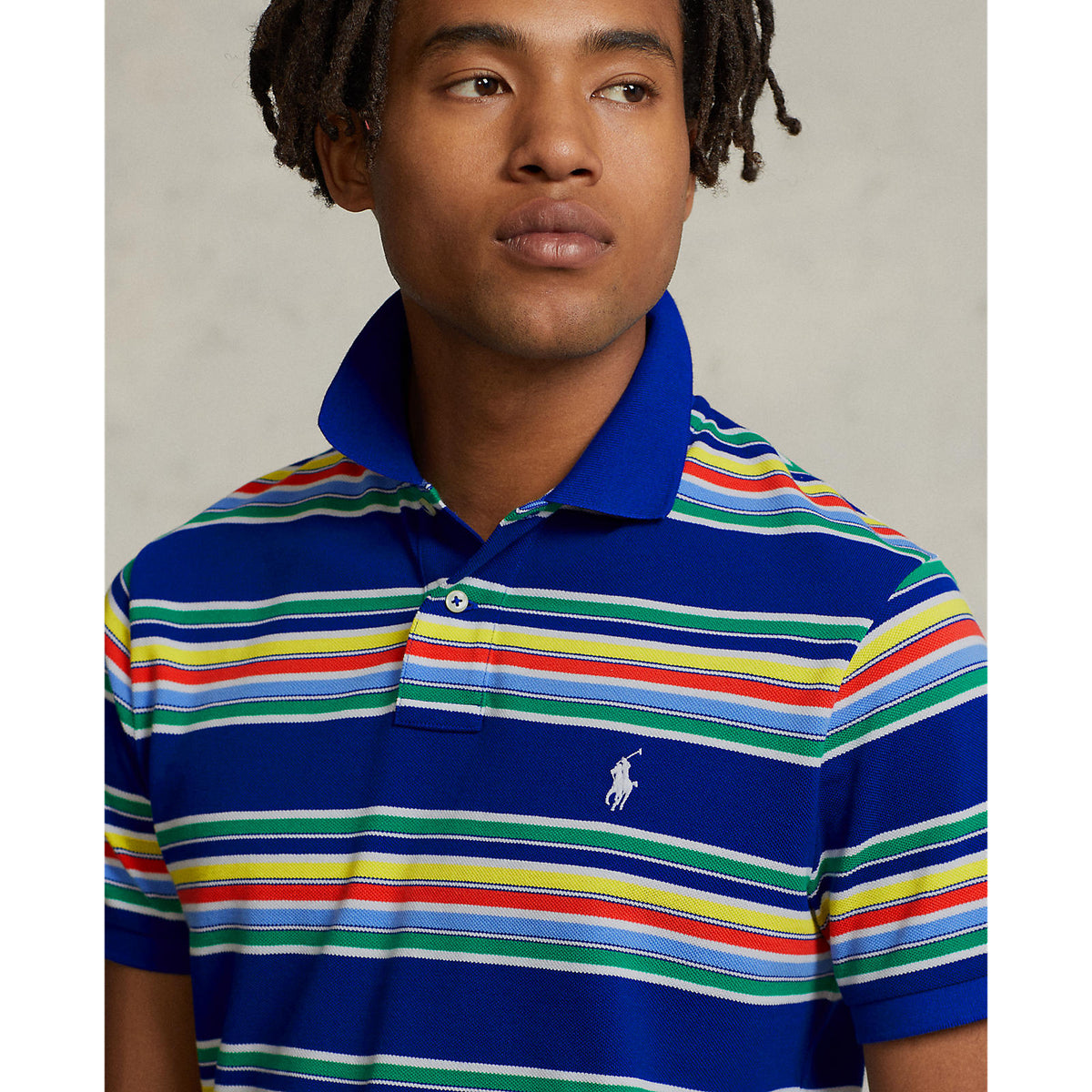 Ralph Lauren - Custom Mesh Polo - Striped - Heritage Royal Blue multi