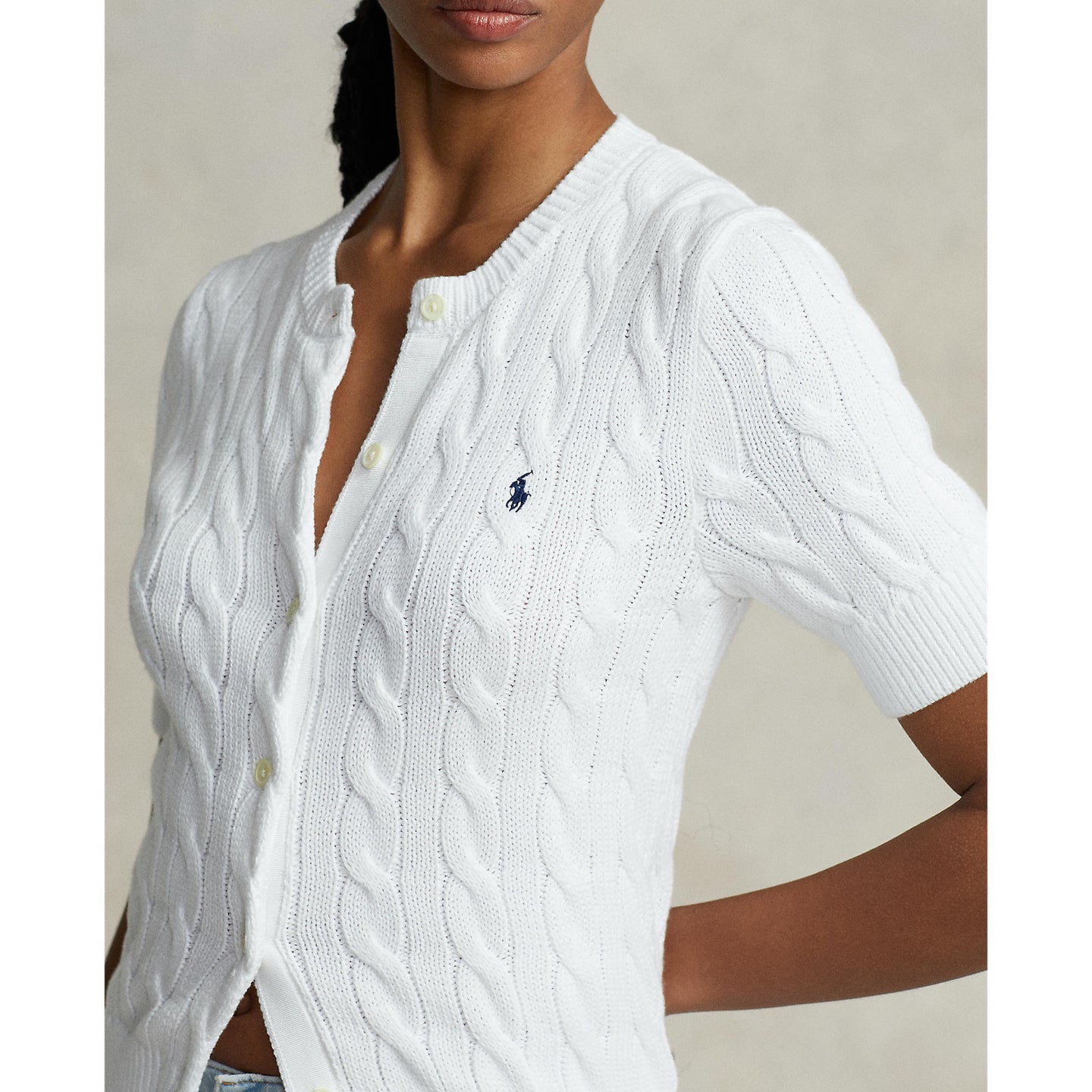 Polo Ralph Lauren - Cable-Knit Short Sleeve Cardigan - White