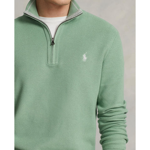 Polo Ralph Lauren Mesh-Knit Cotton Quarter-Zip Sweater - Pistachio 