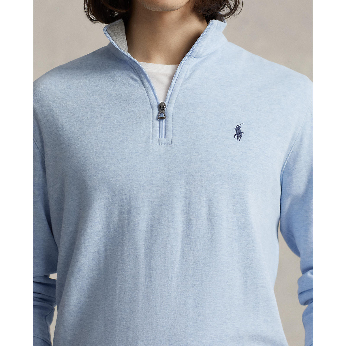 Polo Ralph Lauren Luxury Jersey Quarter-Zip Pullover - Blue Heather