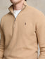 Polo Ralph Lauren - Mesh-Knit Cotton Quarter-Zip Sweater - Camel Melange