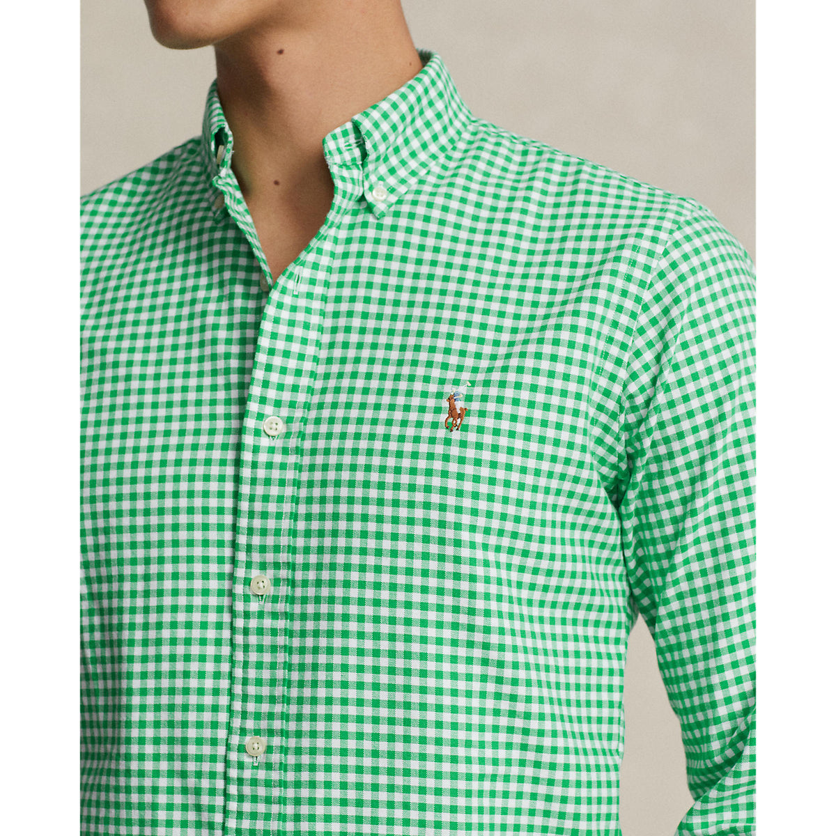 Polo-Ralph-Lauren-Custom-Fit-Gingham-Oxford-Shirt-Summer-Emerald/White