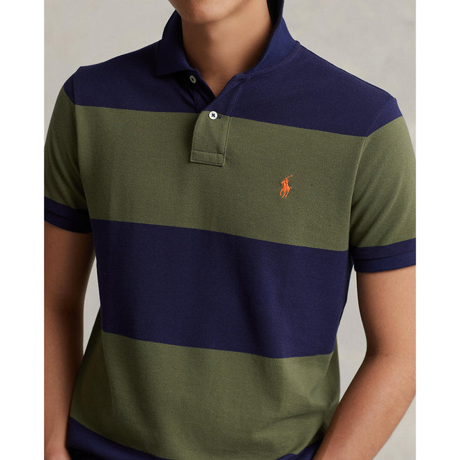 Ralph Lauren - Custom Fit mesh polo - stripe - Navy & olive green