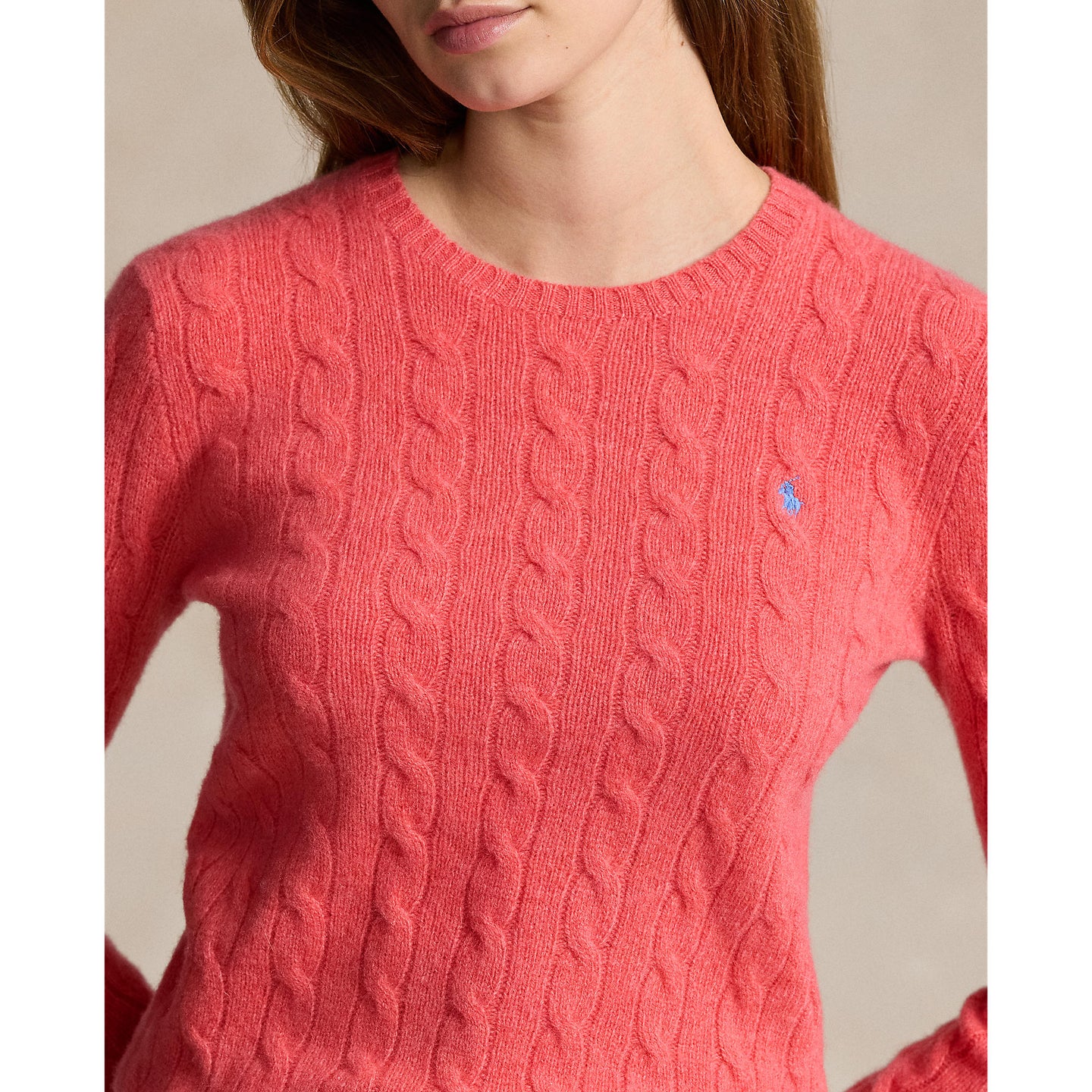 Polo Ralph Lauren - Julianna Cable Knit Crewneck Cashmere/Wool Sweater - Rosette Heather