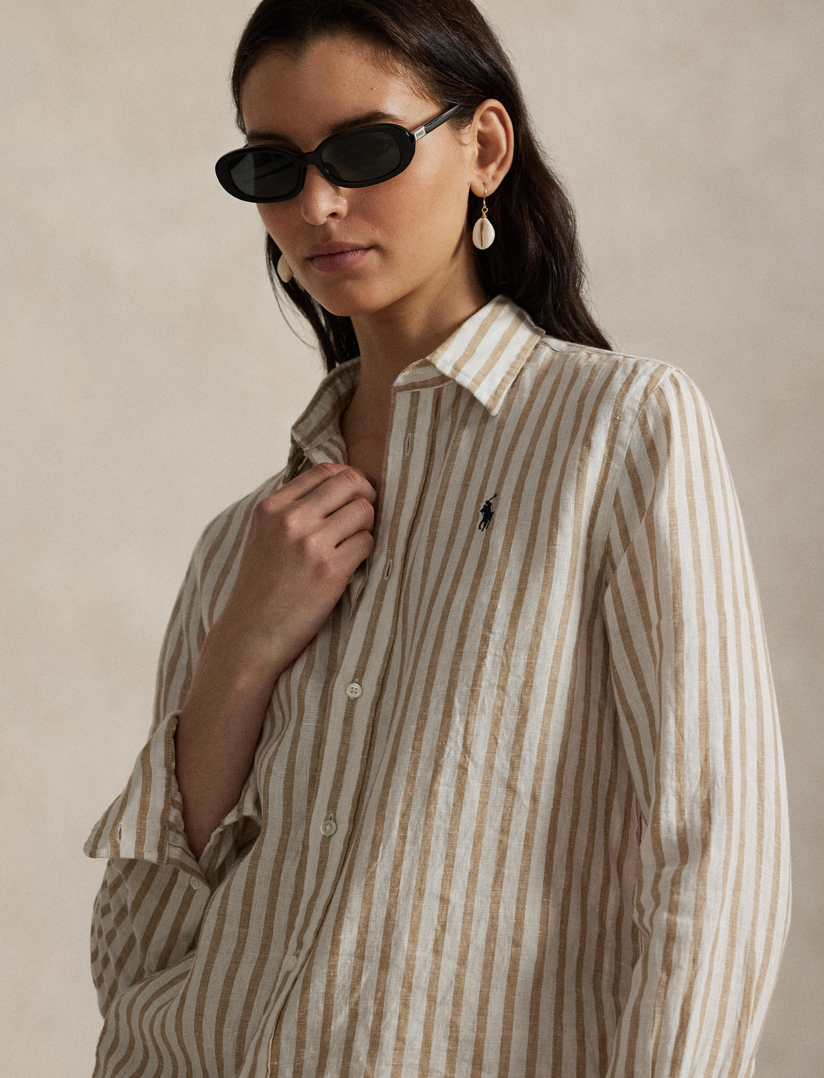 Polo Ralph Lauren - Classic Linen Shirt - Striped - Tan & White