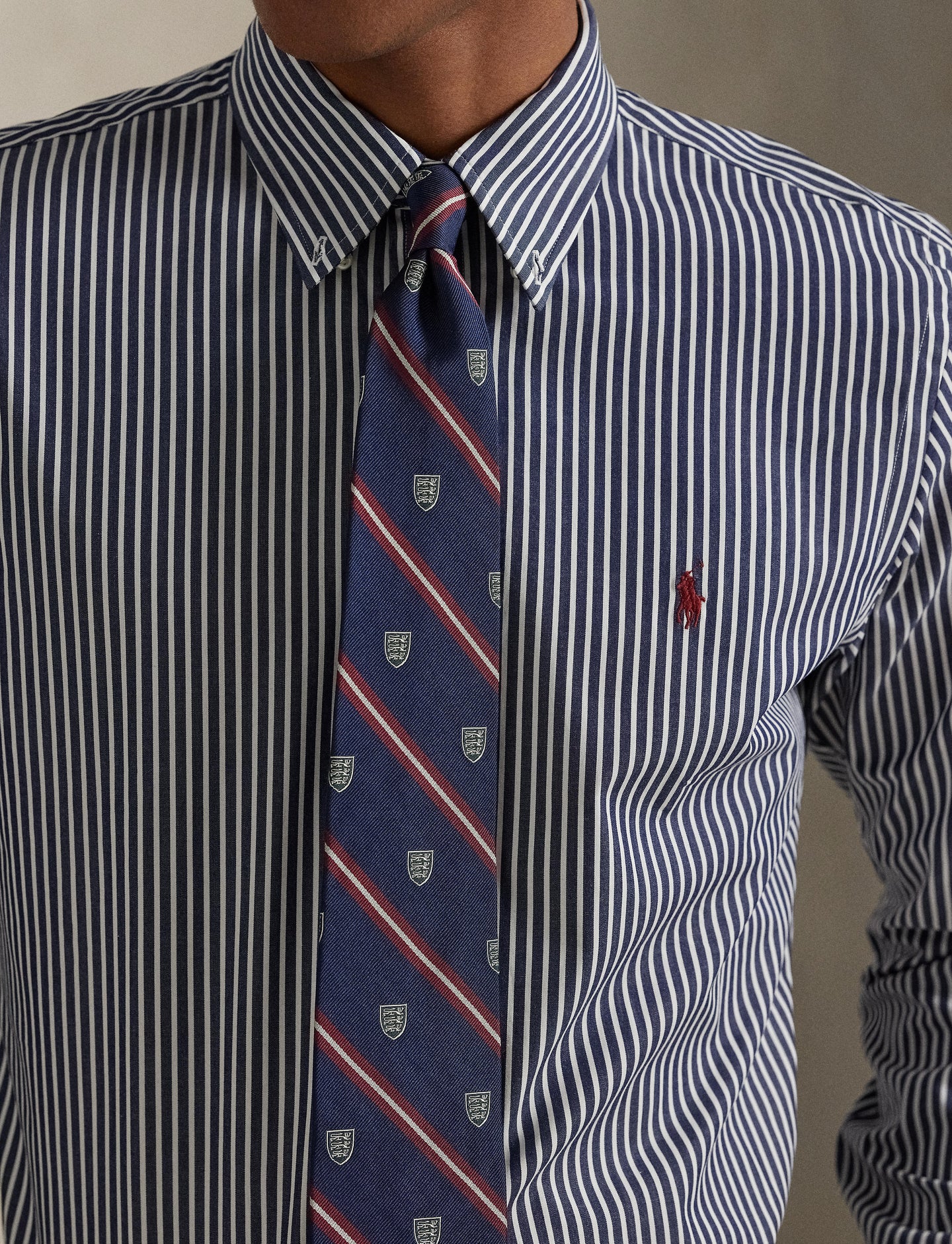 Polo Ralph Lauren - Custom Fit Stretch Poplin Shirt - Stripe - Navy & White