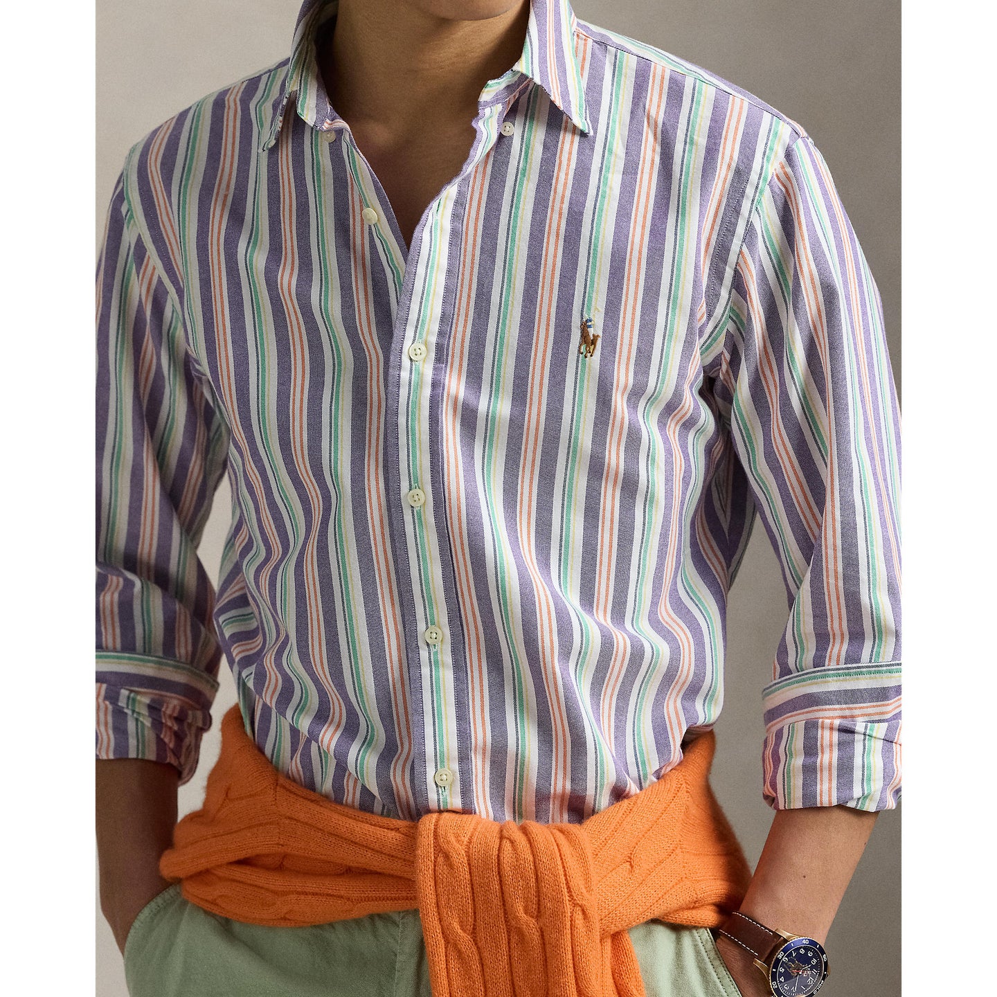 Polo Ralph Lauren - Oxford Shirt -  Stripe - Purple, Orange Multi