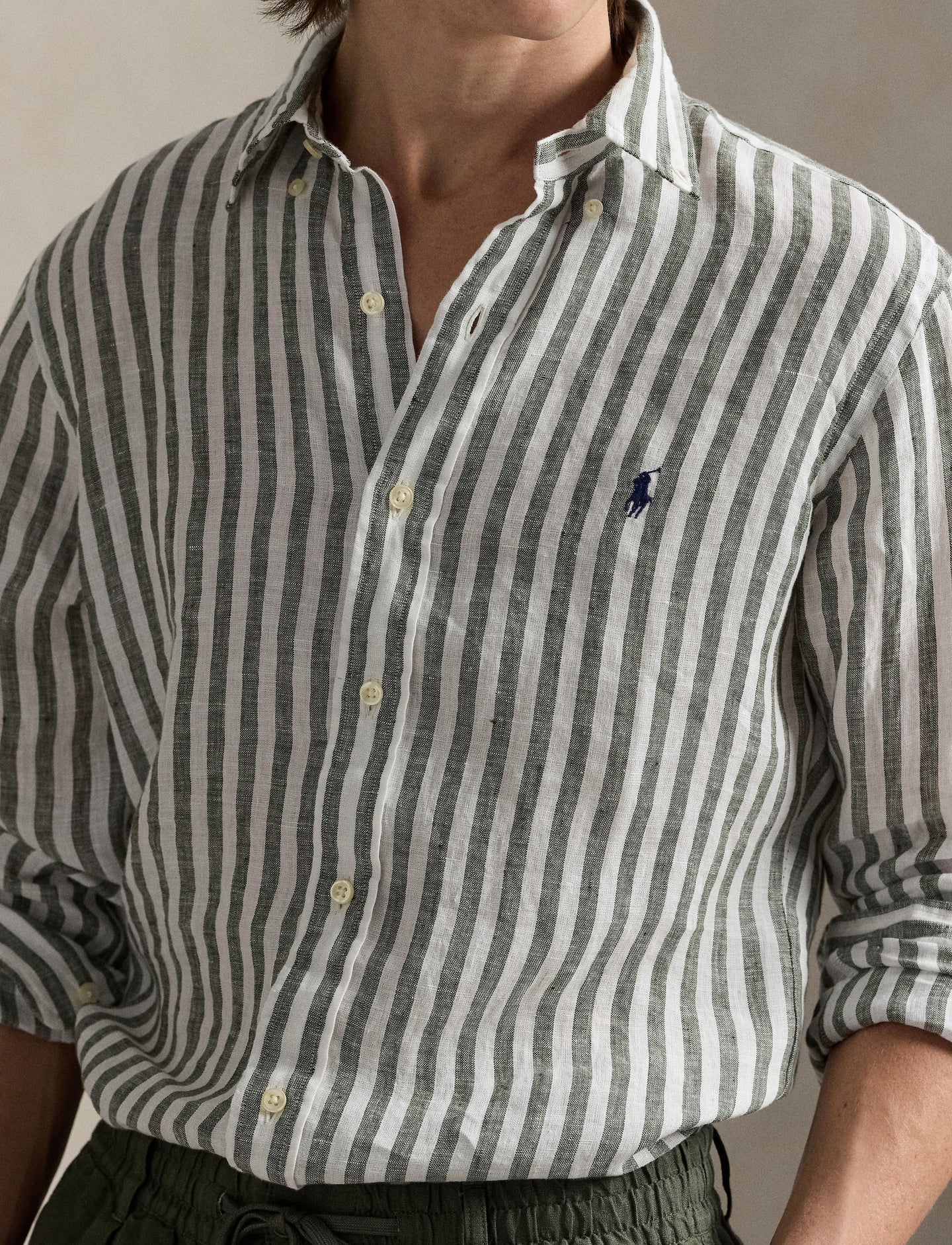Polo Ralph Lauren - Linen Shirt - also in Big & Tall - Olive White