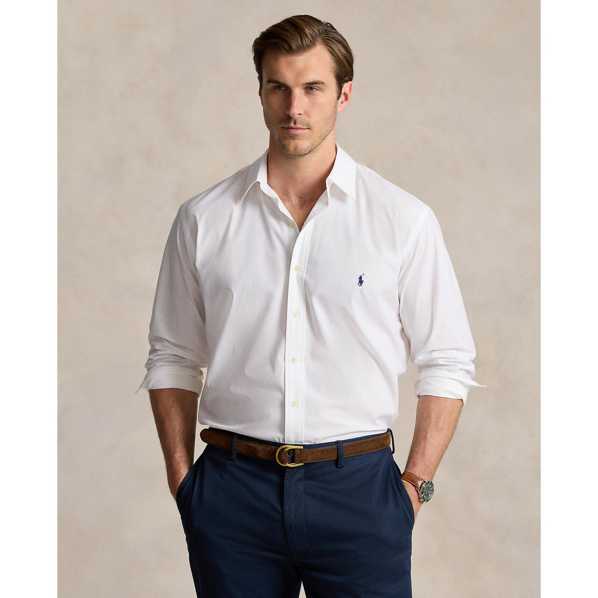 Polo Ralph Lauren - Poplin Stretch Shirt - Big & Tall Sizes - White