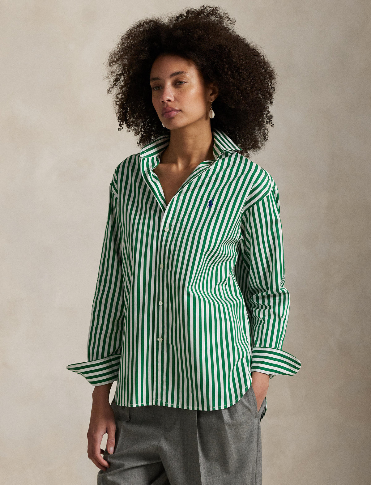 Polo Ralph Lauren - Relaxed Fit Cotton Shirt - Stripe - Green & White