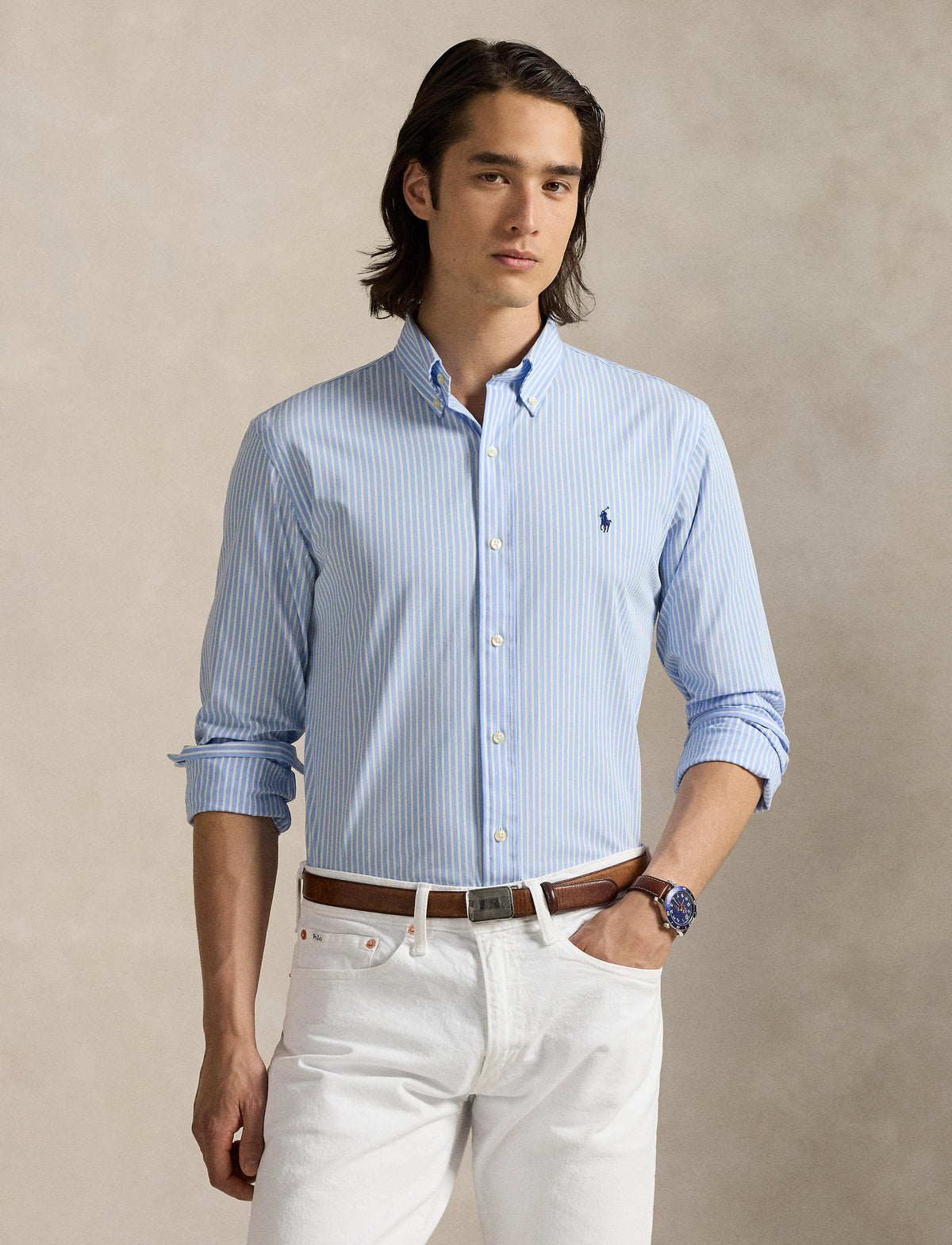Polo Ralph Lauren - Poplin Stretch Shirt - Stripe - Blue & White